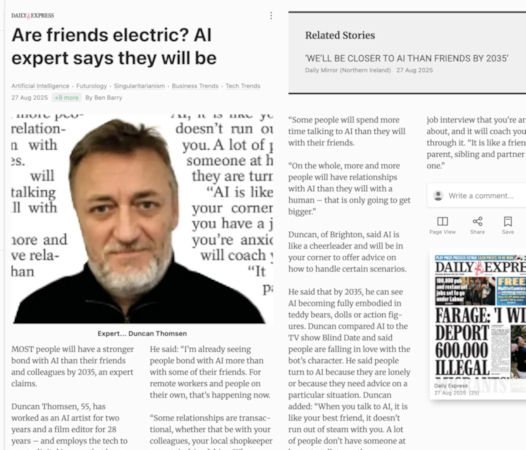 Daily Express - Ai Artificial Studios Duncan Thomsen Ai Video Artist