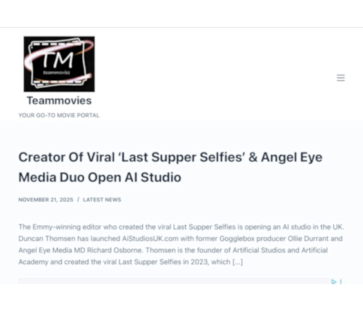 Teammovies - Ai Artificial Studios Duncan Thomsen Ai Video Artist